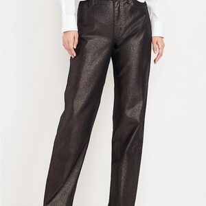 NWT Old Navy High-Waisted Shine OG Loose Jeans, Black Shine, Womens size 0